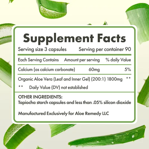 Vista 3 de Cápsulas de aloe vera, 180 unidades de gel liofilizado y polvo de hojas para IC BPS que apoyan la salud digestiva y de la vejiga, suplemento natural