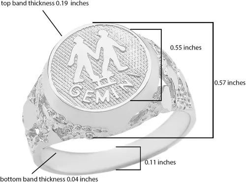 Vista 2 de Astrology Jewelry Anillo de plata de ley 925 maciza con signo del zodiaco Géminis