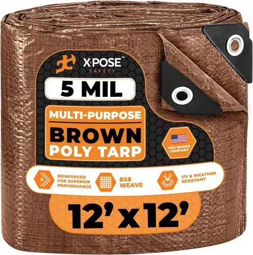 Vista 127 de Xpose Safety - Lona de polietileno ligera azul – Funda protectora multiusos, paño de goteo – duradero, impermeable, resistente a la intemperie