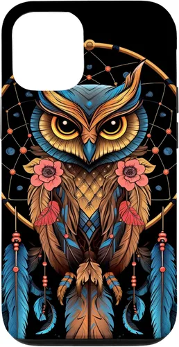 Vista 28 de Funda para iPhone 17 con diseño de plumas indias nativas americanas y búho