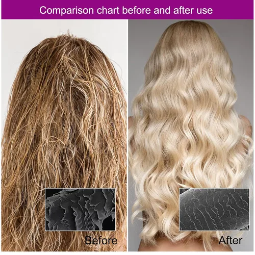 Vista 5 de Gorro térmico para microondas de acondicionamiento profundo para peinar y tratar el cabello al vapor, terapia de cuidado del cabello (morado)