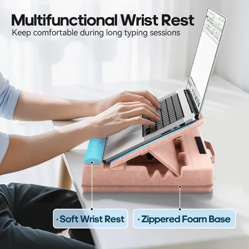 Vista 4 de Escritorio para laptop y tablet con cojín, almohada para computadora portátil para sofá, cama, automóvil, soporte de almohada ajustable
