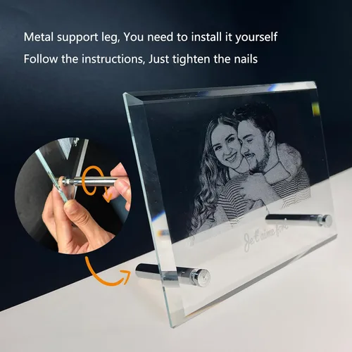 Vista 5 de Foto de cristal 2D, regalo personalizado para papá, mamá, él y ella con tu foto. Regalos de imagen personalizados para cumpleaños, boda