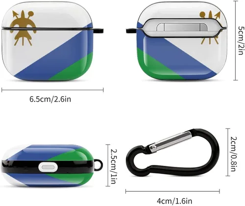 Vista 2 de Lesotho Flag - Funda protectora de cuerpo completo para auriculares Bluetooth para AirPods 3, funda para auriculares con llavero