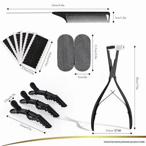 Vista 8 de EHDIS Kit de herramientas de extensiones de cabello, alicates de sellado de cabello, herramientas de extensión de cabello de superficie plana