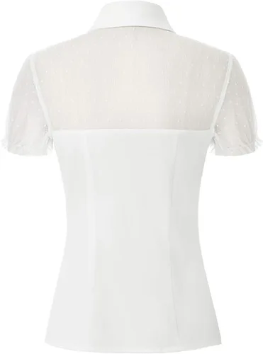 Vista 2 de Camisas retro vintage de los años 50 para mujer, diseño de lunares, malla Rockabilly