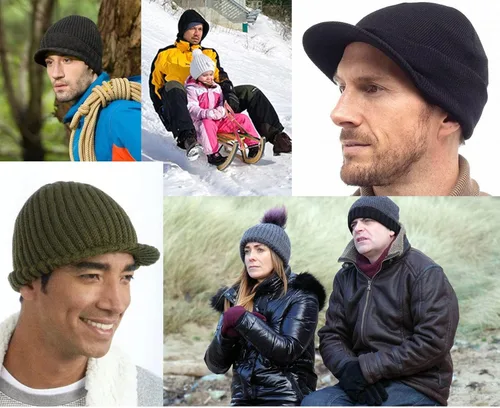 Vista 8 de Gorro de punto extra grande extragrande con ala, visera para cabezas grandes, gorras de invierno con calavera, sombrero de reloj elástico, Visera