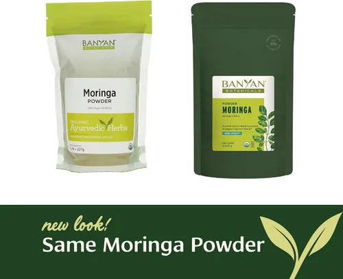 Vista 5 de Banyan Botanicals Moringa en polvo orgánico – Moringa Oleifera – Superalimento en polvo y fuente natural de vitaminas y minerales* – 1/2 lb – Vegano