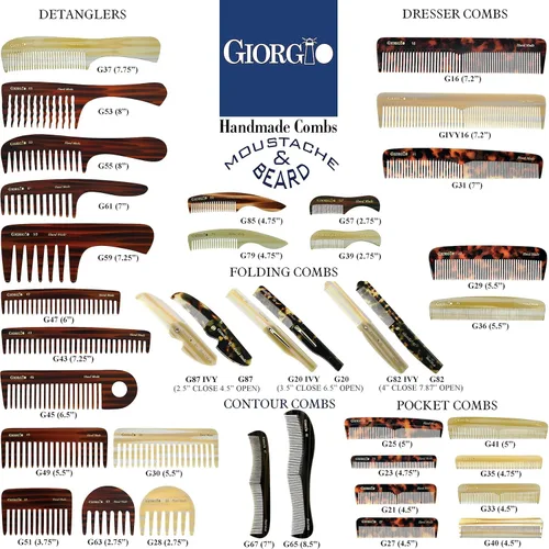 Vista 7 de Giorgio G29 - Peine de bolsillo de dientes finos Grahpite negro para hombres, peine alisador para el cuidado diario del cabello, bigote y barba
