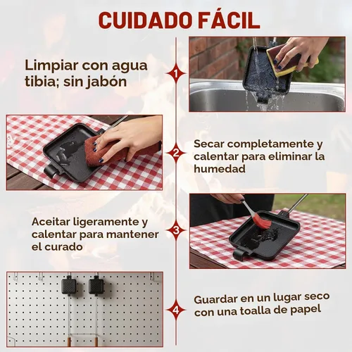 Vista 8 de Mountain Pie Maker Hierro Fundido, Hierro para tartas de fogata, hobo para acampar, paquete de 2