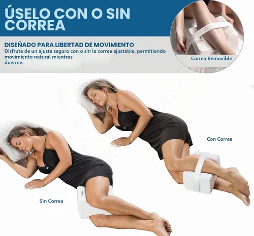 Vista 7 de ComfiLife Almohada de rodilla para personas que duermen de lado, almohada refrescante para dormir de lado, almohada de rodilla con correa para dolor