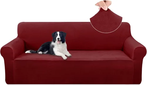 Vista 19 de U-NICE HOME Fundas de terciopelo para sofá, fundas elásticas para sofá de 3 cojines, protector de muebles (XL, grande, beige)