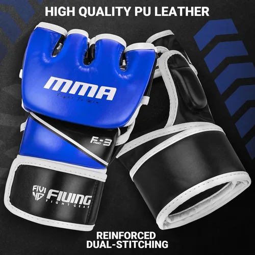 Vista 4 de Guantes MMA para hombres y mujeres, guantes de boxeo para saco de boxeo, sparring, entrenamiento, muay thai, artes marciales, guantes de medio