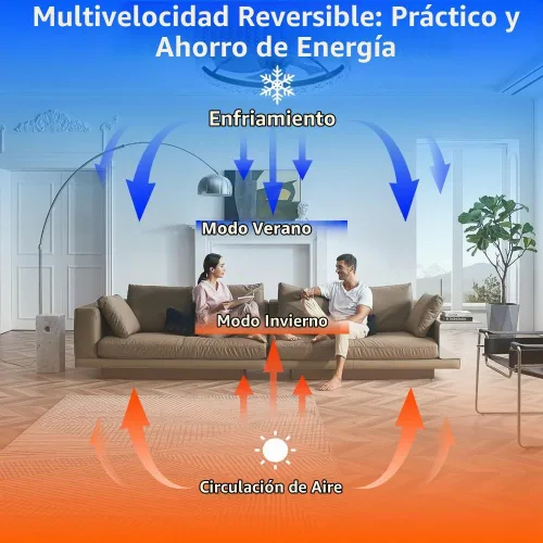 Vista 5 de Ventilador de Techo con Luz, Ventiladores de Techo de Perfil Bajo, Ventilador de Techo de Montaje Empotrado, Ventiladores Inteligentes de Techo