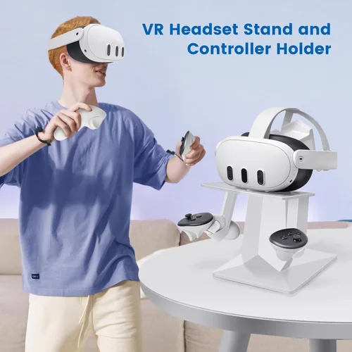 Vista 6 de VR Stand Compatible with Meta Quest 3Meta Quest 2, Headset Display Holder, and Controller Mount Station, with More Stable and Heavy Base, Mount