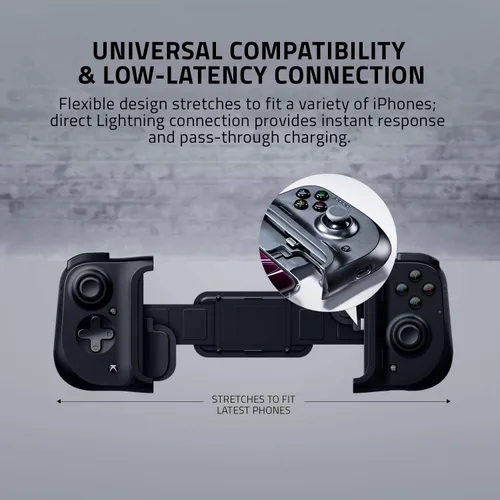 Vista 3 de Razer Kishi Mobile Game Controller Gamepad for iPhone iOS Works with most iPhones X 11 12 13 13 Max - Apple Arcade Tienda Luna Google Stadia