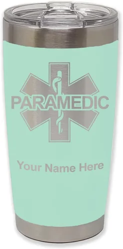 Vista 7 de LaserGram Vaso aislado al vacío de 20 onzas, paramédico, grabado personalizado incluido (negro) Engraved Gift for Paramedics, Vacuum Insulated