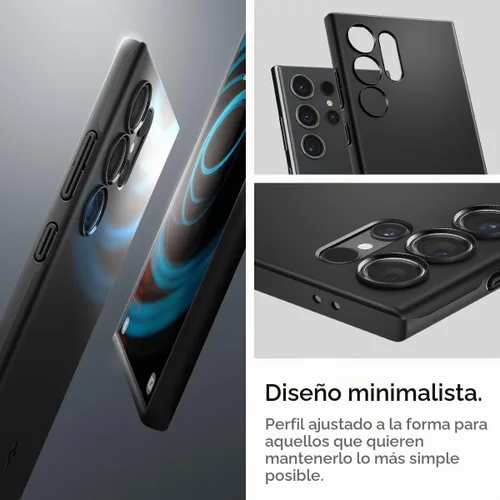 Vista 4 de Spigen Funda fina diseñada para Galaxy S24 Ultra (2024) [carcasa dura] [protección de grado militar] - negro