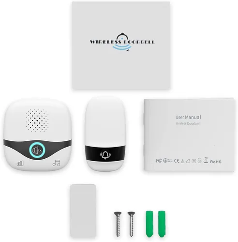 Vista 6 de TTJ Timbre inalámbrico con timbre Doobell, timbre de aula, rango de 1300 pies, configuración de 2 minutos, luces LED, IP55 impermeable, ajuste
