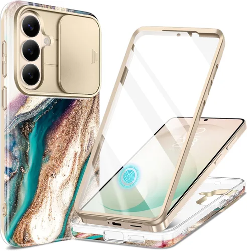 Vista 16 de GVIEWIN - Funda para Samsung Galaxy S26 Plus con cubierta deslizante para cámara de mármol Built-in Screen Protector, Military-Grade Shockproof