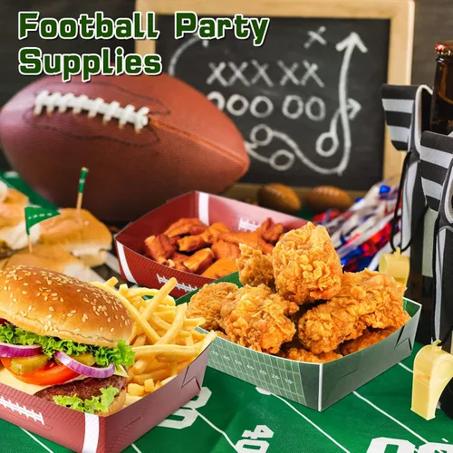 Vista 5 de Sawysine Paquete de 36 platos de fútbol grandes para fiestas de fútbol, bandejas de papel de 5 libras, nachos, botes de comida, cuencos desechables