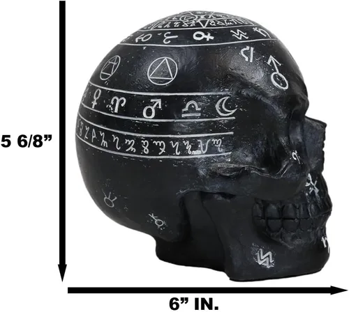 Vista 2 de Ebros Gift Gótico Wicca Negro Artes Místicas Planetario Zodiaco Celestial Símbolos Antiguos Calavera Figura Hechicería Magia Brujería Calaveras