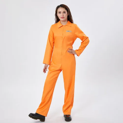 Vista 5 de SUNSIOM Disfraz familiar de Halloween a juego, disfraz de cárcel de manga larga para adultos y niños pequeños, ajuste holgado, fiesta