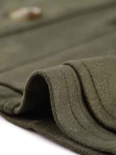 Vista 5 de Allegra K Chaleco de Gamuza Sintética Utilitario para Mujer con Botones sin Mangas con Bolsillo Cargo Verde militar