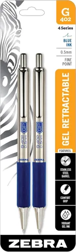 Vista 14 de Zebra Pen STEEL G-402 - Bolígrafo de gel retráctil, punta fina de 0.020 in, tinta negra suave, tinta de secado rápido para evitar manchas ni