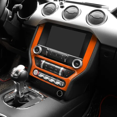Vista 7 de CheroCar para Ford Mustang - Cubierta de Marco de Pantalla de Navegación para Consola Central, Decoración Interior Compatible con Ford Mustang