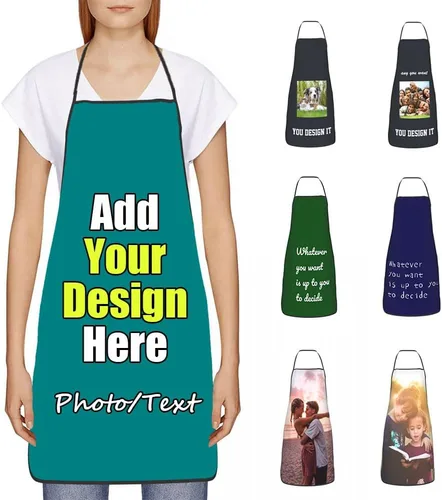 Vista 22 de Delantal Personalizado, Diseña Tu Propio Delantal de Cocina para Cocinar, Sube Tus Fotos Favoritas Logo, Añade Cualquier Nombre o Texto