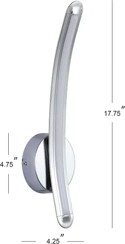 Vista 6 de JONATHAN Y Aplique de pared de metal cromado de 17.7 pulgadas, lámpara curva moderna minimalista LED integrada regulable para baño, sala de estar