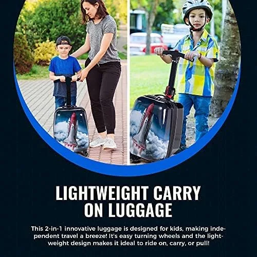 Vista 5 de Scootz Equipaje de scooter para niños maleta de paseo para niños dirección segura equipaje de paseo para niños con maleta de transporte extraíble