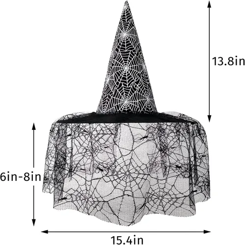 Vista 4 de HDE Sombrero de bruja para Halloween, disfraz de bruja malvada, accesorio para adultos, talla única