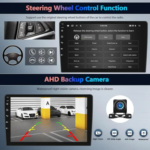 Vista 7 de SIXTOP Radio estéreo de coche Android 2G+64G para Hyundai Sonata 2009 2010 (A/C) inalámbrico CarPlay Android Auto, pantalla táctil HD de 9 pulgadas
