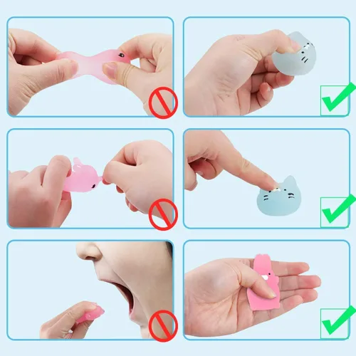 Vista 5 de POKONBOY Juguetes esponjosos Mochi que brillan en la oscuridad para recuerdos de fiesta, paquete de 30 mini Kawaii lindos animales esponjosos