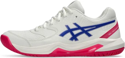 Vista 13 de ASICS Zapatos de tenis para mujer, Gel-Dedicate, 8 Blanco/Plata pura