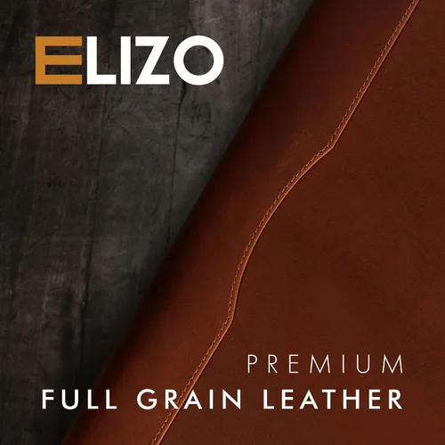 Vista 2 de Carpeta de piel ELIZO, portafolio de cuero para hombres y mujeres, organizador profesional de cartera de negocios, cartera de cuero con correa