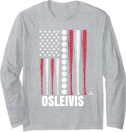 Vista 3 de Baseball American Flag Osleivis Basabe Prospect Baseball Fan Long Sleeve T-Shirt