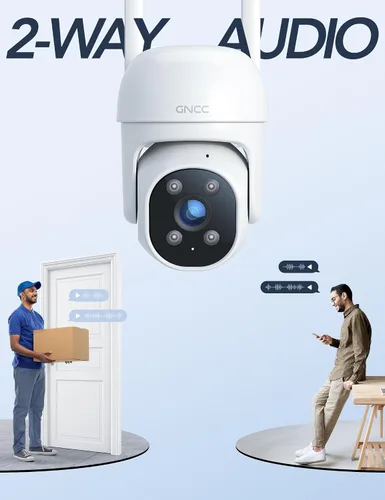 Vista 6 de Cámara de seguridad para exteriores GNCC 1080P, 360 PTZ 2.4GHz WiFi Plug-in Cam (paquete de 1) Color Night Vision, Motion Detection and Siren