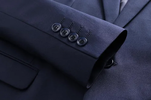 Vista 4 de MOGU Traje ajustado de 2 piezas para hombre, para baile de graduación, negocios, boda, baile (chaqueta de traje + pantalones)