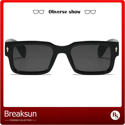 Vista 5 de Breaksun Gafas de sol rectangulares gruesas para mujeres y hombres, lentes de sol cuadrados gruesos de los años 90, lentes de sol de cara pequeña