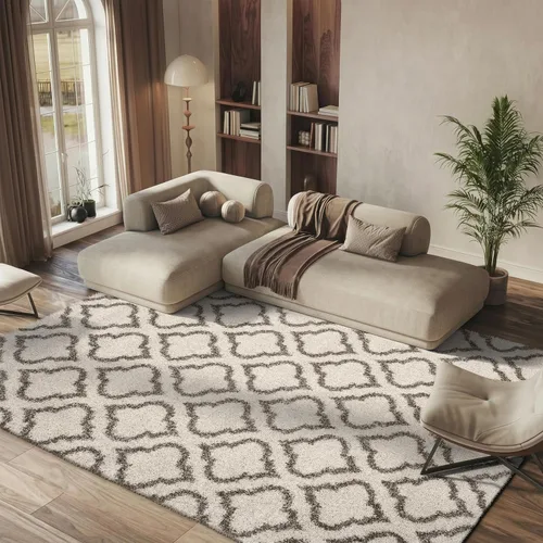 Vista 13 de SAFAVIEH Hudson Shag Collection - Alfombra decorativa de 2 x 3 pies, diseño marroquí, color gris y marfil, no desprende pelusa y de fácil cuidado, 2