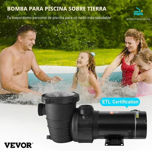 Vista 2 de VEVOR Bomba de piscina 2 HP 6090 GPH Max Flow Bomba de velocidad única, 115