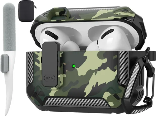 Vista 67 de Maxjoy Funda para AirPods Pro 3 2025, MagSafe compatible con bloqueo automático, funda protectora a prueba de golpes con soporte para teléfono