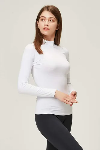 Vista 2 de DEVOPS - Paquete de 2 camisas de manga larga térmicas de cuello tortuga para mujer de comprensión, para usar debajo de la ropa