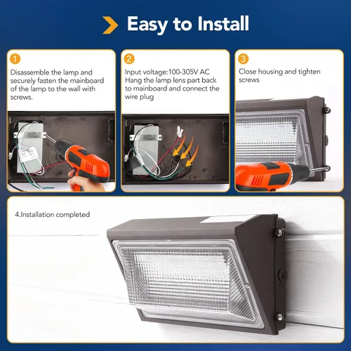 Vista 8 de Paquete de pared LED de 100 W, del anochecer al amanecer, 13000 lúmenes, 5000 K, iluminación de seguridad comercial de luz diurna, equivalente a