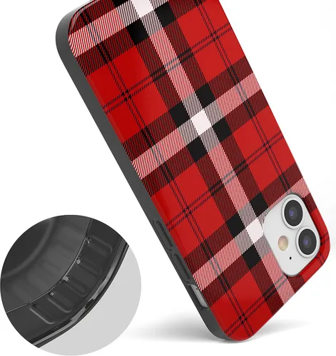 Vista 7 de Funda Casely Compatible con iPhone 11 Como si! Funda de cuadros rojos