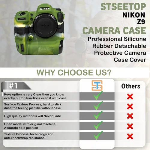 Vista 4 de Funda de cámara para Nikon Z9 - Funda protectora de silicona para cámara réflex digital, jaula desmontable, a prueba de golpes, a prueba de polvo