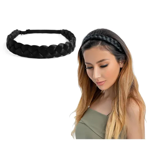 Vista 18 de Diadema trenzada para mujer, 3 hebras, banda trenzada gruesa Estilo rápido, aspecto natural, ajuste elástico suave, sensación ligera, sujeción